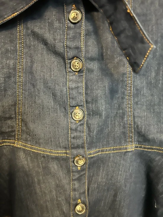 Nine West Ribbon Belt Button Front Denim Mini Skirt Size M - Picture 10 of 10